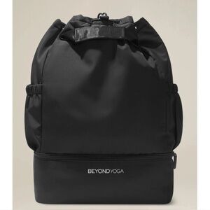 Beyond Yoga Woman Black Nylon Convertible Tote Backpack Travel Gym Commute